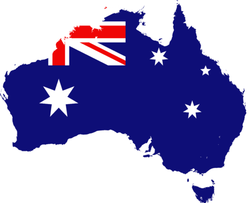 Karte von Australien mit Flagge