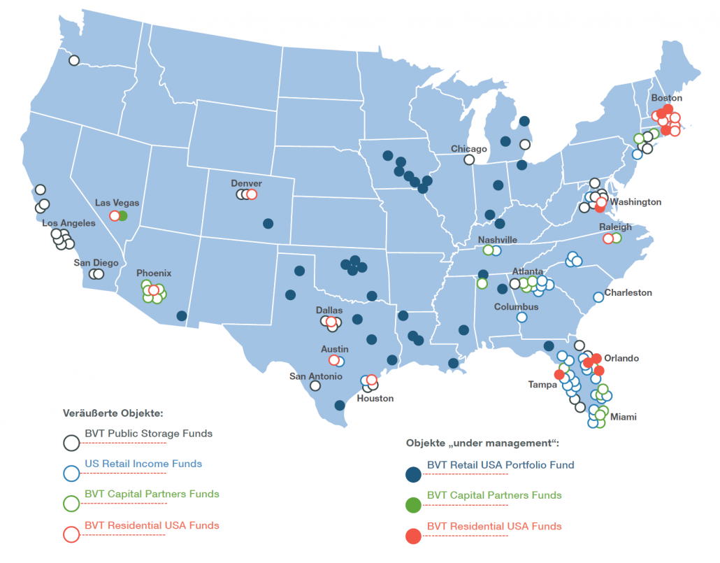 Landkarte USA mit BVT Investments